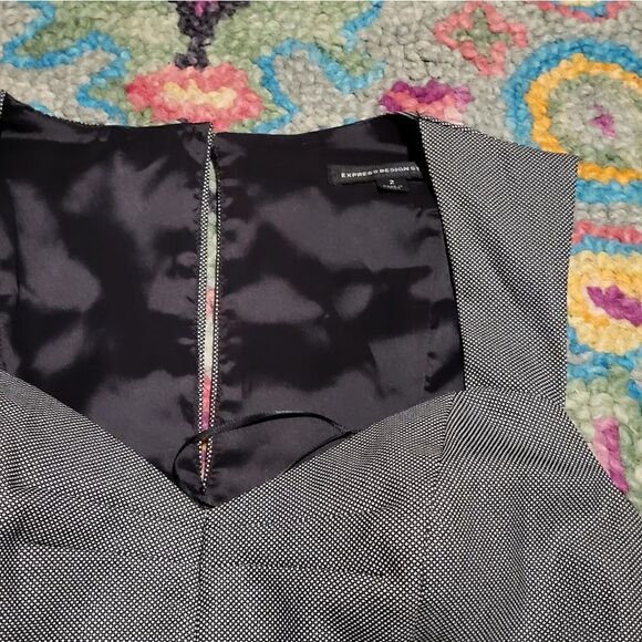 Express Design Studio Sweetheart Neck Peplum Waist Dress Grey Women's 2 - Picture 3 of 6